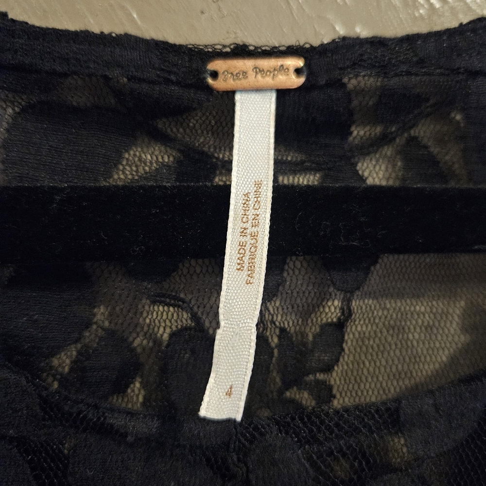 FREE PEOPLE Dress Black Lace Women's Size 4 Whimsigoth Fairy Goth Fairycore Y2k - Picture 6 of 15
